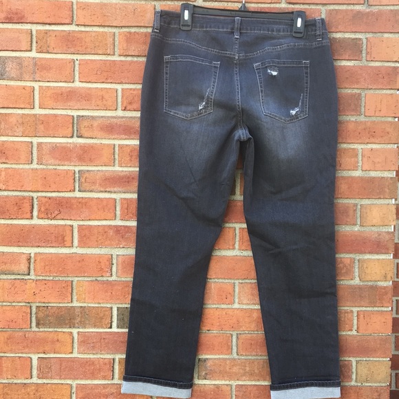 New! Jag Jeans Girlfriend Gray Distressed Mid Rise Stretch Jeans size 14 - Picture 2 of 13